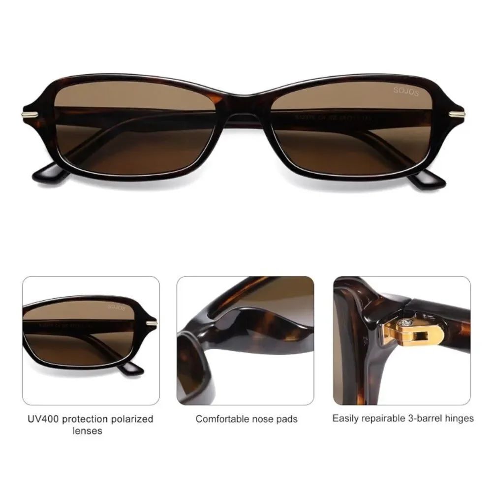 Retro Rectangular Tortoise Sunglasses - Picture 4 of 5